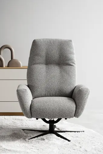 Einzelsessel Terni - Relaxfunktion, Sternfuss, Stoff, Hellblau