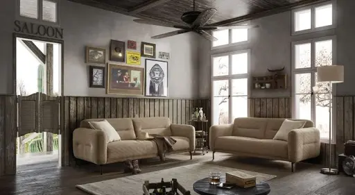 Sofa - 3-Sitzer, Stoff, Hellbraun