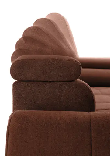 Ecksofa - Ecke links mit 2-Sitzer, Sitzvorzug motorisch, Kopfteil verstellbar, Stoff, Terracotta