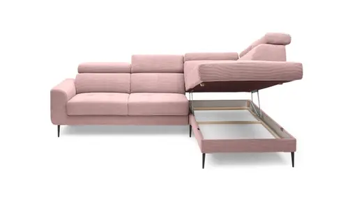 Ecksofa CHARIS - 2-Sitzer, Ecke rechts inkl. Schlaffunktion und Bettkasten, Microfaser, Altrosa