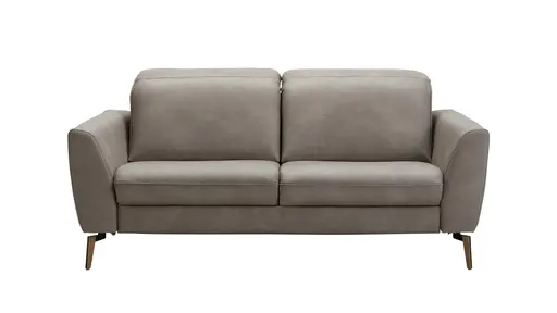 Sofa Tulsa KV - 2,5-Sitzer, inkl. Kopfteilverstellung, Leder, Graubeige