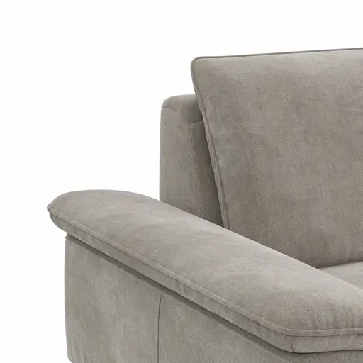 Ecksofa Tulsa KS - 2,5-Sitzer, Spitzecke und 1,5-Sitzer mit Anstellhocker rechts, Stoff, Graubeige