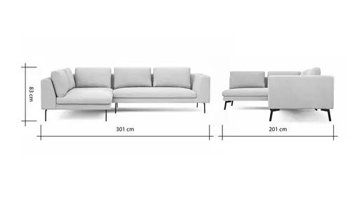 Ecksofa Helmi - Ecke links, 2,5-Sitzer, Cord, Creme