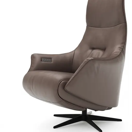 Relaxsessel Girona - Relaxfunktion (motorisch), Leder, Braun