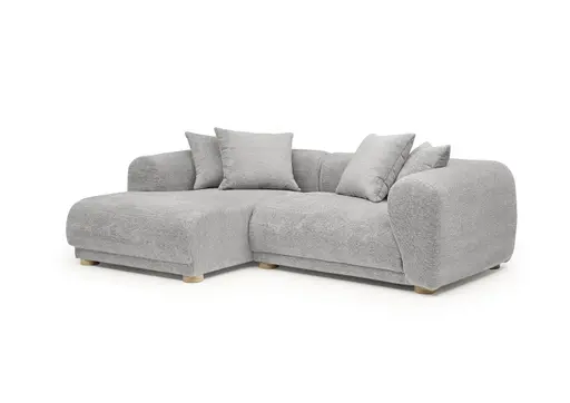 Ecksofa - Longchair links mit 2-Sitzer, Stoff,Creme