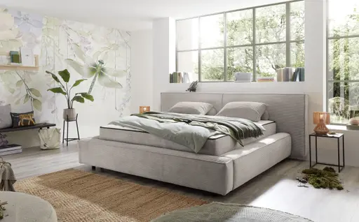 Polstergestell- Liegefläche ca. 180x200 cm, Stoff, Hellgrau