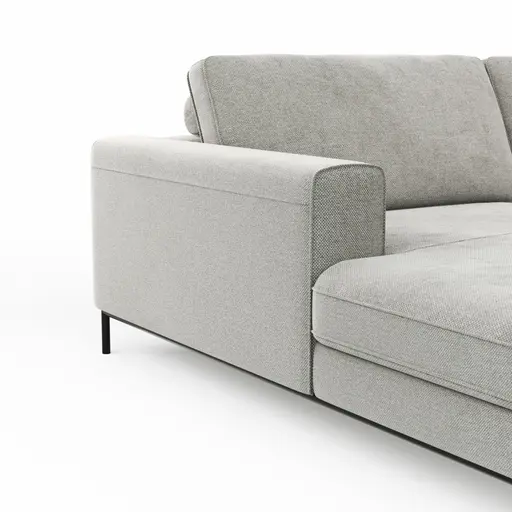 Wohnlandschaft Solano - Longchair Links, 2-Sitzer, Ecke Rechts, Stoff, Hellgrau