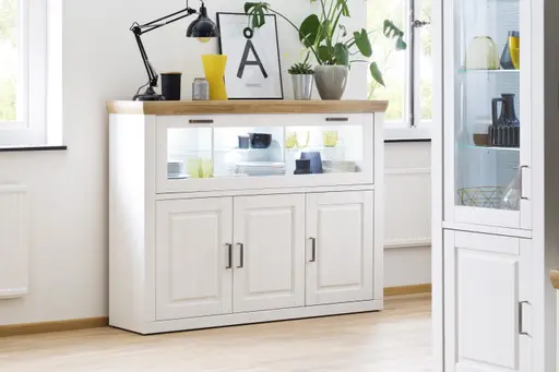 Highboard - mit Beleuchtung, Pinie Nachbildung