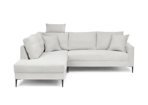 Ecksofa - Ecke links, 3-Sitzer, Stoff, Hellgrau