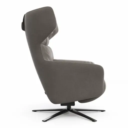 Drehsessel Houston Relax - Größe M, inkl. Relaxfunktion (motorisch), Aufstehhilfe und Kopfstütze, Stoff, Taupe