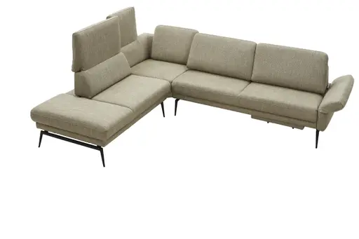 Ecksofa Estrela - Ecke links mit 2,5-Sitzer inkl. Rücken-/Armlehne/Sitztiefe verstellbar, Stoff, Olive