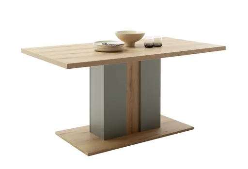 Esstisch - LB ca. 160x90 cm, Eiche Evoke Nachbildung, Salbeigrün