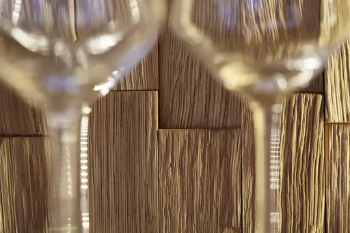 Wohnwand Bakersfield - inkl. Beleuchtung, sichtbare Rückwände mit Holzschindeln/Schubladenfront mit Schroppung, Asteiche massiv, geölt