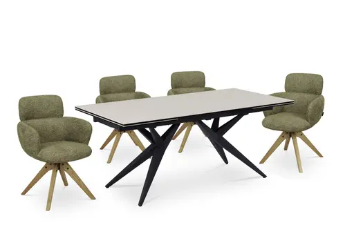 Esstisch MICHELA - ausziehbar, LB ca. 180x95 cm, Glaskeramik, Travertin farbig