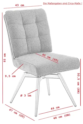 Stuhl - drehbar, Stoff, Dunkelgrau, Vintage Anthrazit