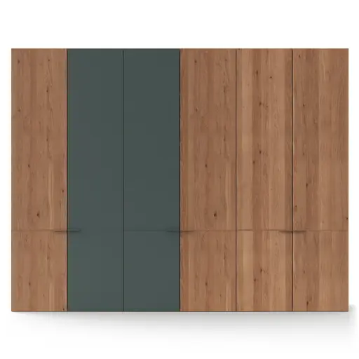 Drehtürenschrank Matera, B ca. 302, Ethno Eiche, Glas, blaugrün