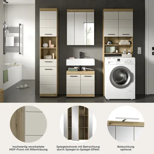 Badblock - 4-teilig, Evoke Eiche Nachbildung, Kaschmir