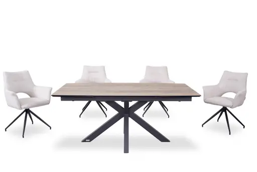 Armlehnstuhl MALEEN - drehbar, Stoff, Beige