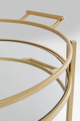 Servierwagen- Stahl, Lackiert, Goldfarben, Glas, Klar