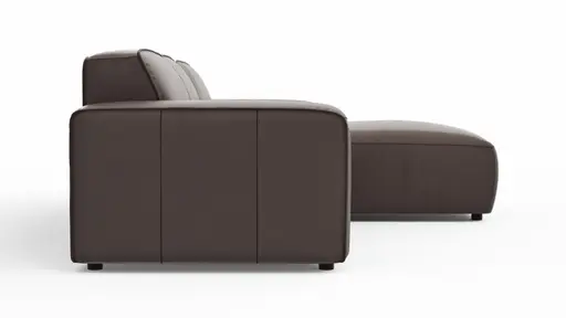 Ecksofa Denver - 2,5-Sitzer mit Longchair rechts, groß, Leder, Mocca