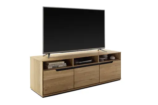 TV-Lowboard - B ca. 153 cm, Eiche Furnier geölt, Wildeiche massiv geölt