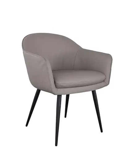 Armlehnstuhl Calvia - Leder, Graubeige
