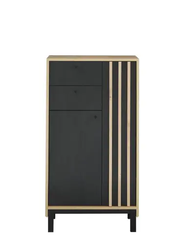 Kommode- B ca. 60 cm, Eiche Dekor, Schwarz