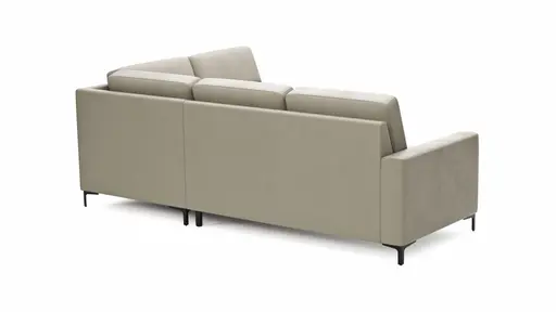 Ecksofa Merlos H. - 2,5-Sitzer mit Ecke rechts, Leder, Kreide