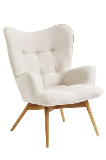 Sessel- Stoff, Beige, Eiche, Massiv