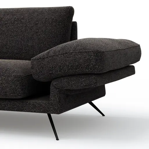 Ecksofa Valdemoro - Longchair mit 2,5-Sitzer rechts inkl. Rückenlehne verstellbar, Stoff, Anthrazit