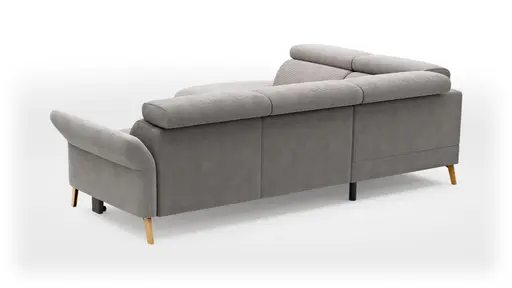Sofa Maryville - Eckelement und Abschlussteil medium links mit 2,5-Sitzer, inkl. Schlaffunktion, Stauraum, Armlehne/Kopfteil verstellbar, Stoff, Grau