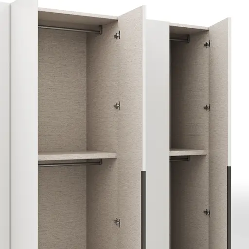 Drehtürenschrank Loretto - B ca. 280 cm, Lack matt, Weiß