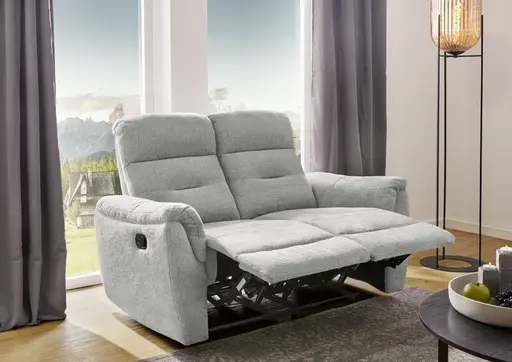 Sofa - 2-Sitzer, Relaxfunktion, Chenille, Hellgrau
