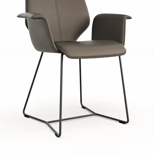 Armlehnstuhl Penthouse - Leder, Dunkelbraun, Kufen, Anthrazit