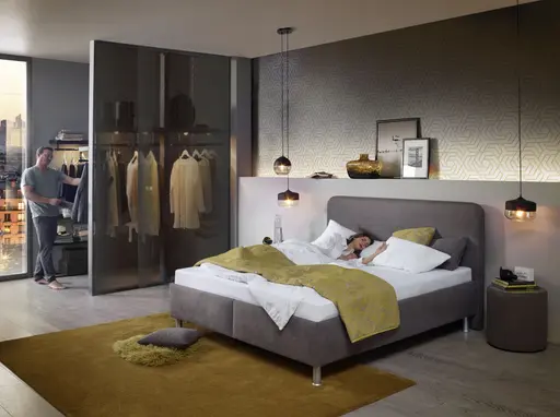 Polsterbett EM Select - Liegefläche ca. 180x200 cm, Stoff, khaki