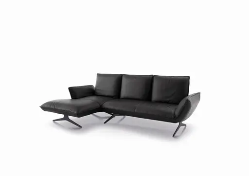 Ecksofa - Longchiar links mit 2-Sitzer, Rückenlehne/Armlehne verstellbar, Leder, Lava