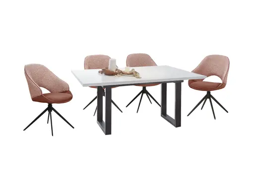 Esstisch - ausziehbar, LB ca. 140x90 cm, Weiß, Schwarz