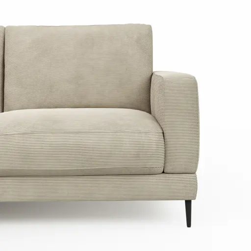 Ecksofa Janne - Ecke links, 2-Sitzer, Feincord, Sand