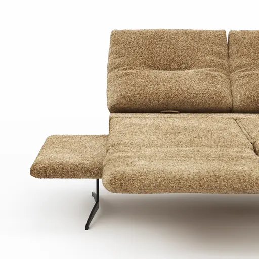 Sofa Lucero 2.0 - 2-Sitzer inkl. Drehsitz, Rollout-Armlehne und Sitztiefe verstellbar, Stoff, Cognac