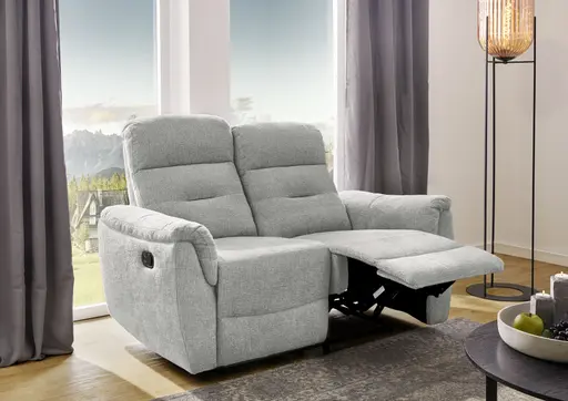 Sofa - 2-Sitzer, Relaxfunktion, Chenille, Hellgrau