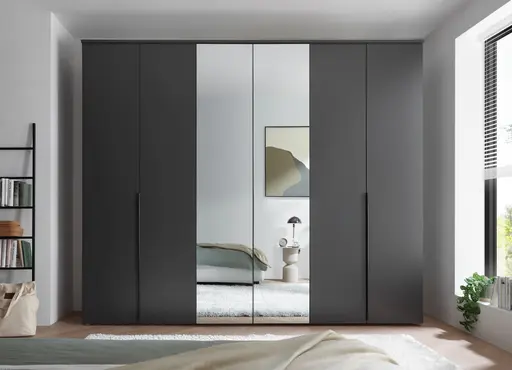Drehtürenschrank- B ca. 270 cm, Graphit, Spiegel