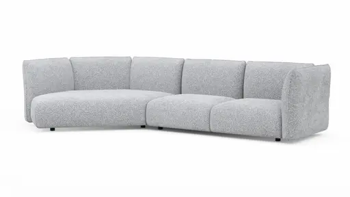 Trapezsofa Motone - Ecke links mit 2-Sitzer, Stoff, Hellgrau