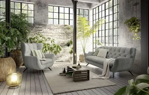 Sofa CHIRA - 3-Sitzer, Stoff, Hellgrau