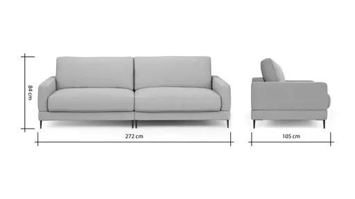 Sofa Janne - 3-Sitzer, Stoff, Grau