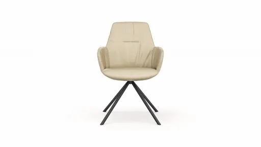 Armlehnstuhl Pegara -  Leder, Beige, Gestell Stativ