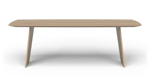 Esstisch 3100 - LB ca. 220x100 cm, Asteiche Bianco massiv, Holzwange