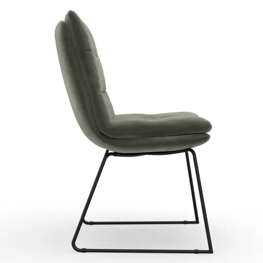 Stuhl Jukka - Stoff, Eukalyptus, Kufen, Schwarz