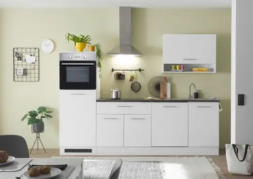 Küchenblock- inkl. E-Geräte, B ca. 260 cm, Weiß Matt