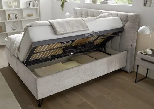 Polsterbett - Liegefläche ca. 180x200 cm, Stoff, Grau