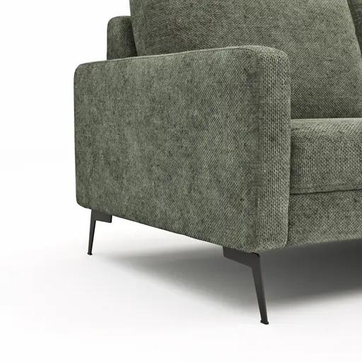 Ecksofa Enna - 3-Sitzer mit Longchair rechts, Armlehne A, Stoff, Olivgrün